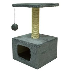 Домик когтеточка меховой Зооник (340х340х600) серый
