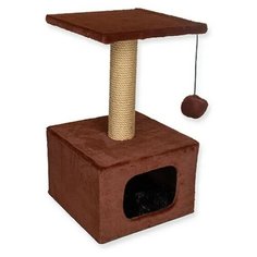 Домик когтеточка меховой Зооник (340х340х600) коричневый