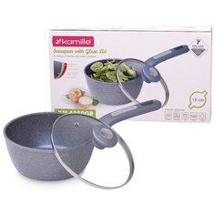 Ковш 1.8л с крышкой и гранитным покрытием из алюминия (арт. 4280GR) Kamille
