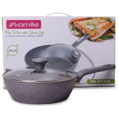Сотейник Ø24*7.5см с крышкой и гранитным покрытием из литого алюминия (арт. 4275GR) Kamille