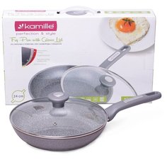 Сковорода Ø24см с крышкой и гранитным покрытием из алюминия (арт. 4271GR) Kamille