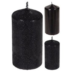 Свеча декоративная Koopman International Black & Gold Black & Gold 7x7x14 см 1 шт