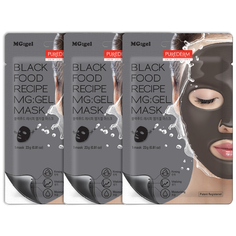 Purederm Гидрогелевая маска Black Food Recipe MG:gel Mask с черным комплексом 3 шт.