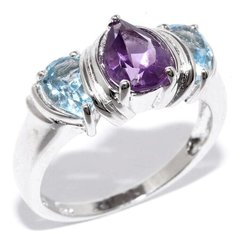 Silver WINGS Кольцо с топазами и аметистами из серебра 21gr0268amsb-90-75, размер 17
