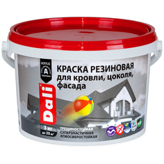 Краска акриловая DALI резиновая для кровли, цоколя, фасада моющаяся глубокоматовая белый 3 кг