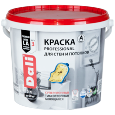 Краска акриловая DALI Professional для стен и потолков моющаяся глубокоматовая белый 5 л