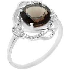 Balex Кольцо 1410931559 из серебра 925 пробы с раухтопазом природным и фианитом, размер 18