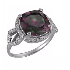 Balex Кольцо 1405937218 из серебра 925 пробы с мистик кварцем природным и фианитом, размер 17