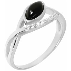 Balex Кольцо 1421930208 из серебра 925 пробы с ониксом и фианитом, размер 17