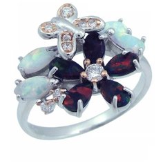 Balex Кольцо 1405937369 из серебра 925 пробы с опалом и фианитом, размер 19