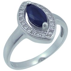 Balex Кольцо 1405937540 из серебра 925 пробы с сапфиром корундом природным и фианитом, размер 19