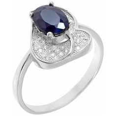 Balex Кольцо 1405936947 из серебра 925 пробы с сапфиром корундом природным и фианитом, размер 19