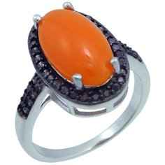 Balex Кольцо 1405937436 из серебра 925 пробы с кораллом реконструированным и раухтопазом синтетическим, размер 17