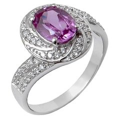 Balex Кольцо 1410931638 из серебра 925 пробы с александритом синтетическим и фианитом, размер 18