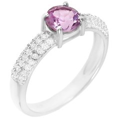 Balex Кольцо 1410931329 из серебра 925 пробы с александритом синтетическим и фианитом, размер 18.5