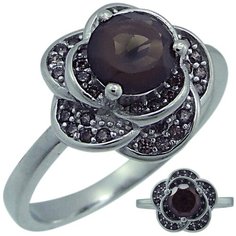 Balex Кольцо 1405937658 из серебра 925 пробы с раухтопазом природным и фианитом, размер 19