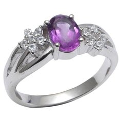 Balex Кольцо 1410931525 из серебра 925 пробы с аметистом природным и фианитом, размер 19