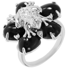 Balex Кольцо 1432930132 из серебра 925 пробы с ониксом и фианитом, размер 20