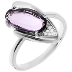 Balex Кольцо 1422910289 из серебра 925 пробы с аметистом синтетическим и фианитом, размер 19
