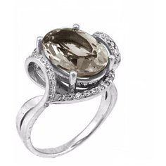 Balex Кольцо 1405937048 из серебра 925 пробы с раухтопазом природным и фианитом, размер 17