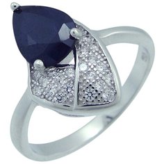 Balex Кольцо 1405937535 из серебра 925 пробы с сапфиром корундом природным и фианитом, размер 20