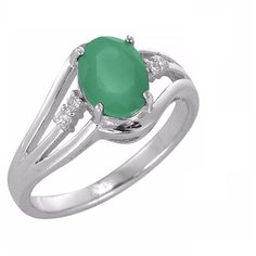 Balex Кольцо 1405937216 из серебра 925 пробы с изумрудом бериллом и фианитом, размер 17.5