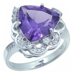 Balex Кольцо 1405937365 из серебра 925 пробы с александритом синтетическим и фианитом, размер 17.5