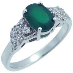 Balex Кольцо 1405937602 из серебра 925 пробы с хризопразом природным и фианитом, размер 18