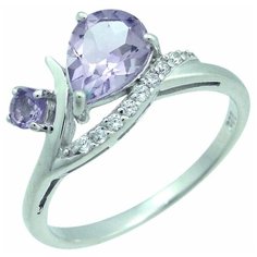 Balex Кольцо 1405937280 из серебра 925 пробы с аметистом природным и фианитом, размер 18