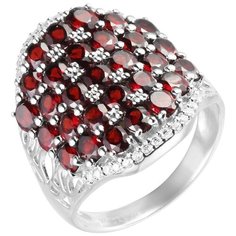 Balex Кольцо 1410931753 из серебра 925 пробы с гранатом природным и фианитом, размер 17.5