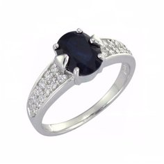 Balex Кольцо 1405937103 из серебра 925 пробы с сапфиром корундом природным и фианитом, размер 18