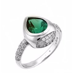 Balex Кольцо 1405937057 из серебра 925 пробы с аквамарином синтетическим и фианитом, размер 17