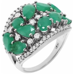 Balex Кольцо 1410930957 из серебра 925 пробы с изумрудом бериллом и фианитом, размер 21