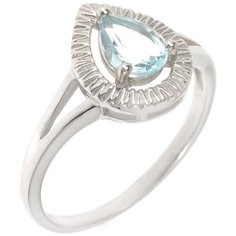 Balex Кольцо 1454930044 из серебра 925 пробы с топазом голубым природным, размер 17