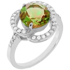 Balex Кольцо 1405937150 из серебра 925 пробы с султанитом синтетическим и фианитом, размер 17