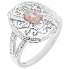 Balex Кольцо 1405937023 из серебра 925 пробы с опалом и фианитом, размер 18