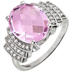 Balex Кольцо 1410931788 из серебра 925 пробы с морганитом синтетическим и фианитом, размер 19