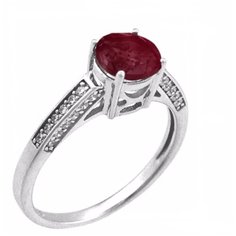Balex Кольцо 1405937137 из серебра 925 пробы с рубином корундом и фианитом, размер 17.5