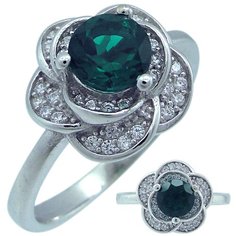 Balex Кольцо 1405937486 из серебра 925 пробы с изумрудом выращенным и фианитом, размер 20