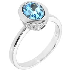 Balex Кольцо 1422920260 из серебра 925 пробы с топазом голубым синтетическим и фианитом, размер 18.5
