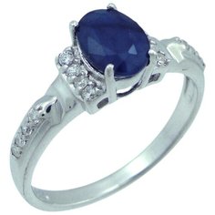 Balex Кольцо 1405937477 из серебра 925 пробы с сапфиром корундом природным и фианитом, размер 19