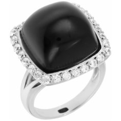 Balex Кольцо 1430930068 из серебра 925 пробы с ониксом и фианитом, размер 17.5