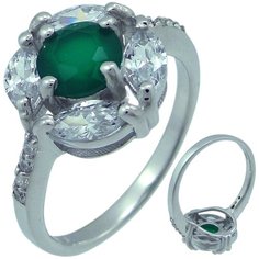 Balex Кольцо 1405937601 из серебра 925 пробы с хризопразом природным и фианитом, размер 19