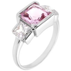 Balex Кольцо 1410931437 из серебра 925 пробы с морганитом синтетическим и фианитом, размер 19