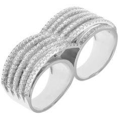 Balex Кольцо 1445910019 из серебра 925 пробы с фианитом, размер 17.5