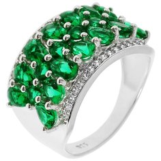 Balex Кольцо 1410931467 из серебра 925 пробы с изумрудом синтетическим и фианитом, размер 17.5