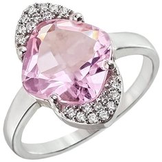 Balex Кольцо 1410931784 из серебра 925 пробы с морганитом синтетическим и фианитом, размер 18.5