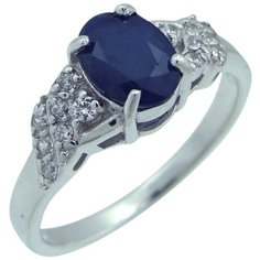 Balex Кольцо 1405937599 из серебра 925 пробы с сапфиром корундом природным и фианитом, размер 16.5