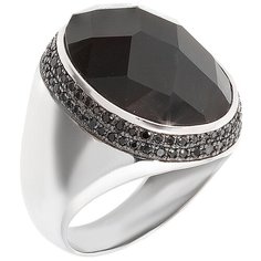 Balex Кольцо 1445910059 из серебра 925 пробы с ониксом синтетическим и фианитом, размер 16.5