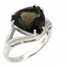 Balex Кольцо 1405937211 из серебра 925 пробы с раухтопазом природным и фианитом, размер 17.5